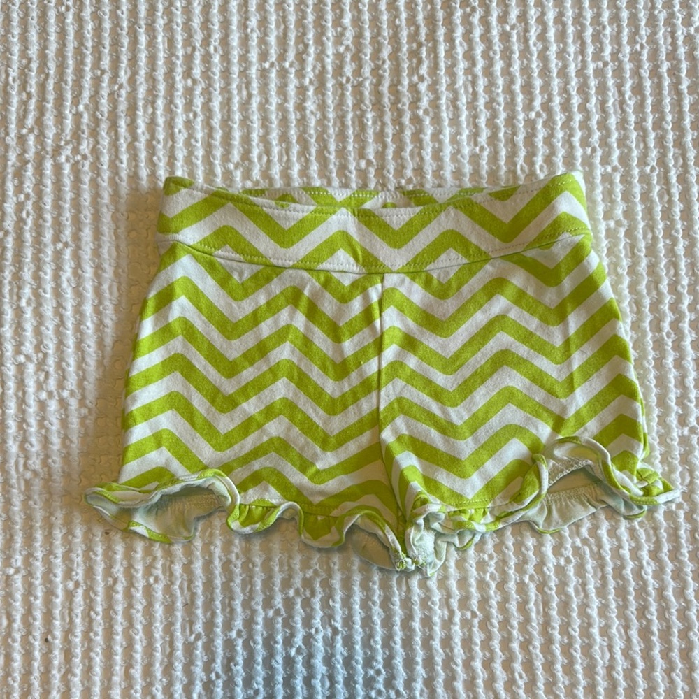 Green Chevron Baby Girl Shorts